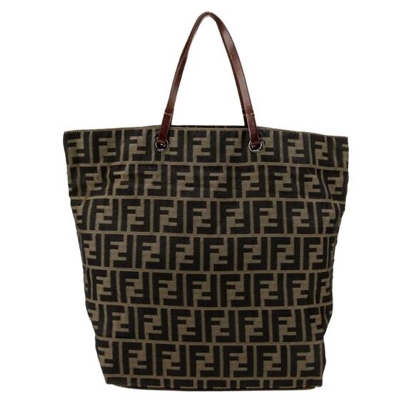 Fendi Handbags - Fendi FF Logo Zucca Bag Shoulder Strap Tote Purse Brown Black Canvas Monogram